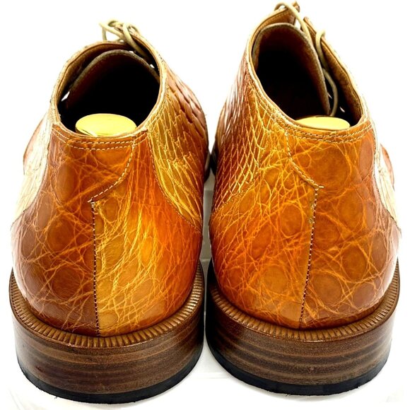 Vintage Mauri Exotic Full Alligator Mens 14M Italian Tan Brown Honey Dress Shoes - Picture 6 of 14